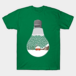 A snowy night in a light bulb T-Shirt